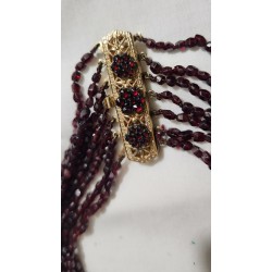 VICTORIAN 14KT GOLD & NATURAL GARNET 14 STRAND NECKLACE 18"L