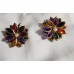 VTG. CLIP EARRINGS W, MULTI CRYSTAL STONES 1"