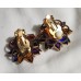 VTG. CLIP EARRINGS W, MULTI CRYSTAL STONES 1"