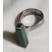 STERLING VTG. RING W, MALACHITE ELONGATED STONE S-7.5 WT 10.9 GRAMS