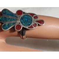 STERLING TURQUOISE RING, W, AMERICAN EAGLE DESIGN S-6 STERLING TURQUOISE RING, W, AMERICAN EAGLE DESIGN S-6