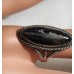 STERLING RING AGATE DARK ELONGATED STONE RING SIZE 7.5