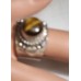 STERLING RING WITH NATURAL TIGEREYE STONE BEZEL SET S-8