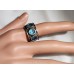 STERLING RING WITH BLUE TOPAZ BEZEL SET STONE S-6 WT.