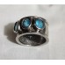 STERLING RING WITH BLUE TOPAZ BEZEL SET STONE S-6 WT.